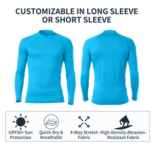 เสื้อแรชการ์ดผู้ชาย UPF 50+ แห้งเร็ว สำหรับ BJJ MMA ผ้าสแปนเด็กซ์ เหมาะสำหรับเล่นเซิร์ฟ ดำน้ำฟรีไดฟ์ ดำน้ำตื้น ว่ายน้ำ - Product Image 2