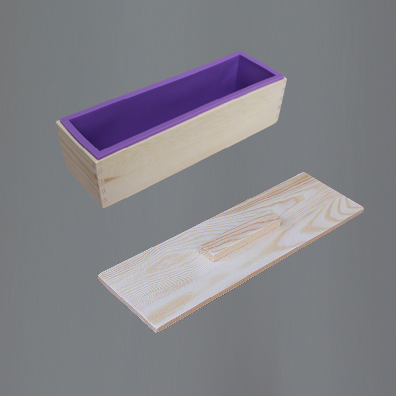 Coffret en bois + moule intérieur violet + couvercle