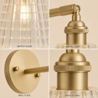 Appliques murales LED en verre et cuivre de style européen, AC85-265V, ampoule à incandescence, applique murale de luxe pour chambre à coucher, décoration intérieure, 3500K, lumière chaude