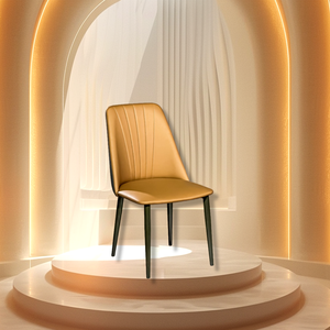 Chaise de salle à manger en cuir moderne et confortable Lu avec dossier pour la maison et l'hôtel, pieds en métal - Product Image 2