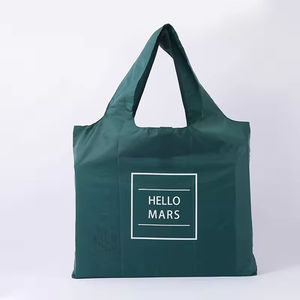 Sac de courses pliable réutilisable en nylon, sac fourre-tout personnalisé en tissu polyester, sac de courses pliable portable avec impression de logo tendance - Product Image 4