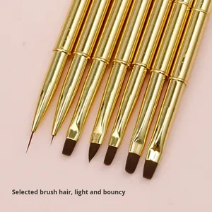 Ensemble de pinceaux pour nail art en poils synthétiques, pinceau plat pour gel, stylo de sculpture avec capuchon, pour la décoration de manucure en salon, pinceaux pour gel de peinture d'ongles - Product Image 2