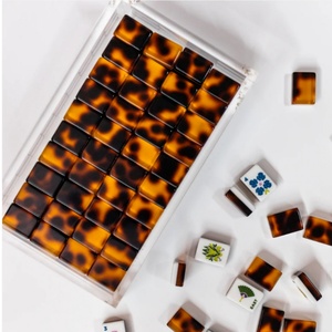 Juego de Mahjong Americano de Lujo, Moderno, Portátil, Tallado en Acrílico, Venta al por Mayor Directa de Fábrica, 160 Piezas, Color Ámbar, Entretenimiento - Product Image 5