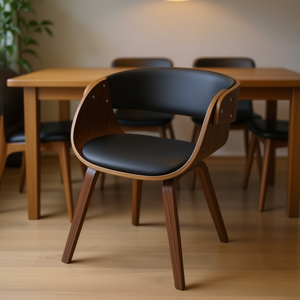 Chaise de salle à manger en contreplaqué, rembourrée en polyuréthane, style mid-century modern, mobilier pour la maison - Product Image 2