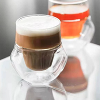 Tasse à café à double vitrage à une bouche Conception en verre fabriqué à la main