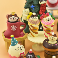 Cadeau de Noël, statue artisanale en résine représentant un animal du Père Noël, décoration miniature créative pour la maison
