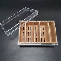 Boîte à cigares en acrylique transparente en gros avec hygromètre numérique, vitrine doublée de cèdre pour objets de collection
