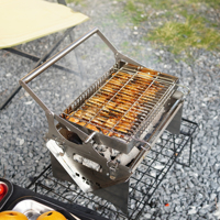 Barbecue rotatif au charbon de bois pour pique-nique en plein air 360 °   Barbecue rotatif en acier inoxydable