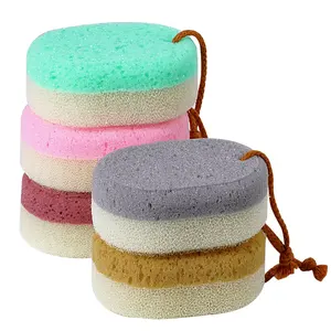 Dispenser sabun menyerap spons busa, mandi Eksfoliasi tubuh warna-warni