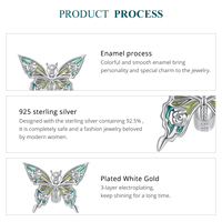 Breloque Papillon Scintillant en Silicone Plaqué Platine Argent Sterling 925 pour Enfants, Bijou Fin pour Bracelet