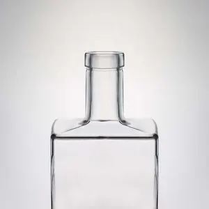 Top Grade High End Square Shape 700ml 750ml 1.75l Gin Whiskey Glass Bottle