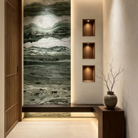 Grande dalle de marbre vert Paia, finition polie, durable, écologique, imperméable, design moderne, escalier, hall, villa, intérieur