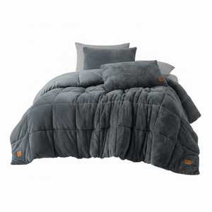 Cotton Box Home Use Double Plush Duvet Set Solid Grey 195x215 cm - Product Image 2