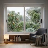 As2047 Australia Ventana de Marco deslizante de doble acristalamiento de 4 paneles Ventanas externas Ventanas deslizantes de aluminio australianas con mosquitera