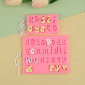 DIY New Style Uppercase Lowercase 26-Letter Alphabet Numbers 3-Piece Chocolate Silicone Gel Handmade Fondant Cake Baking Mold - Product Image 3