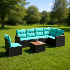 Ensemble de canapés de patio extérieur en forme de L en polyrotin noir avec coussins de rangement pour terrasse de jardin - Product Image 2