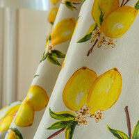 Citroen Citrus Gedrukte doorschijnende verduisterende polyester gordijnen Geel fruitblad Grommetgordijnen Woonkamer Moderne hoge schaduw