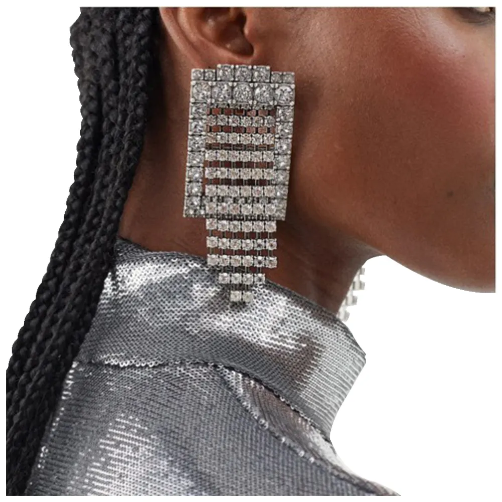 Stonefans, pendientes de borla con hebilla de cinturón de diamantes de imitación de lujo, venta al por mayor para mujer, joyería de moda, pendientes llamativos