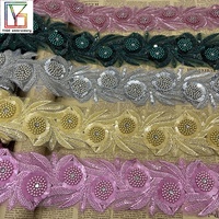 Nouveau Design personnalisé perlé fleur coupe dentelle afrique dentelle tissu pour dames robe/mariée Applique Nigeria strass dentelle garniture
