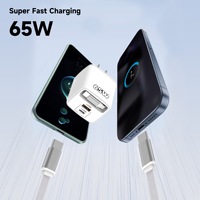 Cargador de Viaje GaN de 65W, Adaptador de Pared con Enchufe Retráctil para EE. UU., Reino Unido y UE, Carga Rápida PD 3.1 3.0 para Macbook y Teléfono Móvil 18