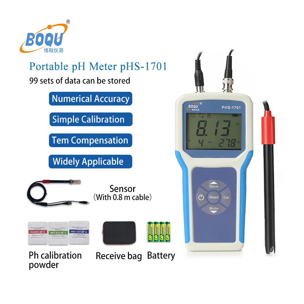 BOQU PHS-1701 مقياس رقمي محمول اقتصادي للطعام والحليب مقياس الرقمية لقياس الرقمية لقياس الرقمية لمتوسط الحرارة