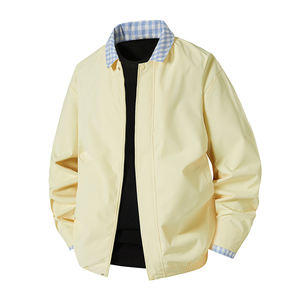 Chaqueta de solapa literaria a cuadros de manga larga para hombre con logo personalizado, abrigo cortavientos Joker 2025 nuevo para hombre, reversible - Product Image 1