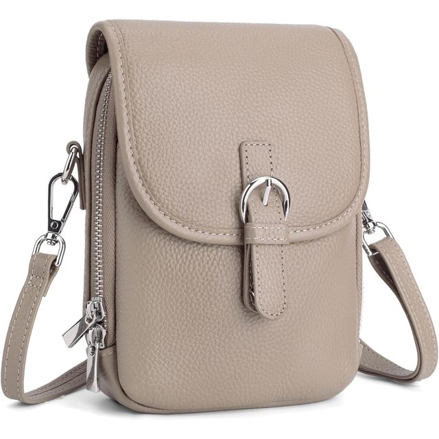 Girls' Genuine Leather Small Crossbody Bag with Zipper Closure RFID Card Slots Cell Phone Purse for Travel Fashion