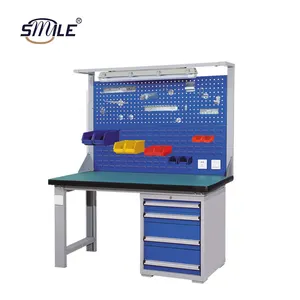 SMILE Tool Cabinet Workbench For Car Wash Workshop Antistatic Workbench 3 Drawer Workbench With Lighting Work Bench Garage