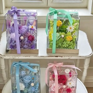 Rose éternelle Qixi Day, fleurs de jardin d'été, boîte à fleurs créative en acrylique pour la fête <span class=keywords><strong>des</strong></span> mères, anniversaire, Chine, 18*18*22 cm - Product Image 4