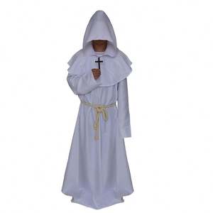 Средневековый ренессансный монах капюшон халат с капюшоном костюм монаха рыцаря волшебника дьявола длинный халат накидка - Product Image 2