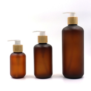 Envase de Plástico Ámbar Esmerilado Personalizado para Champú y Acondicionador para el Cabello, Botella con Bomba para Mascotas de 60 ml, 120 ml, 250 ml, 500 ml con Tapa de Bambú - Product Image 4