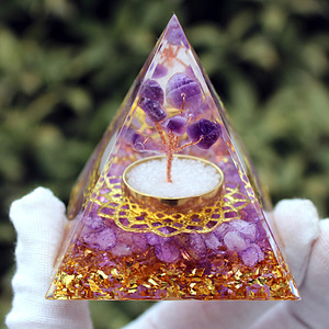 <b>Crystal</b> Epoxy Pyramid Amethyst <b>Tree</b> Resin Ornament Home Decoration Desktop Craft Collection - Product Image 1
