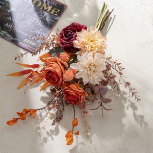 Bouquet de roses artificielles en tissu tissé plastique, design transfrontalier, pour décoration intérieure et accessoires de mariage CF02100 - Product Image 3