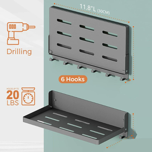 Soporte plegable de 90 grados con gancho, estante de pared plegable pequeño, estante metálico de doble capa para montar en la pared - Product Image 4