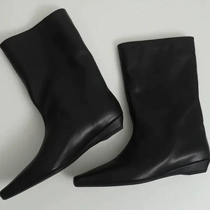 Nouvelles Bottes Mi-Mollet Minimalistes à Talon Compensé et Bout Carré Antidérapantes pour Femmes 2025 – Bottes Ample à Tube Large Polyvalentes - Product Image 1