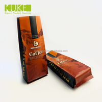Emballages de café personnalisés avec soufflets latéraux, résistants à l'humidité, sacs noirs avec valve et fermeture éclair, emballage avec logo personnalisé