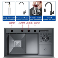 Évier de cuisine à double cuve de luxe personnalisé en usine Évier de cuisine multifonction moderne en acier inoxydable avec robinet