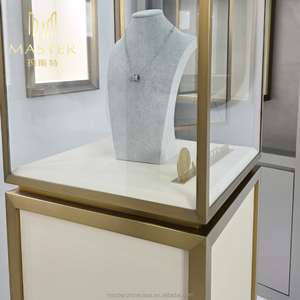 Offerte Speciali Vetrina Espositiva con Serratura, Vetrina per Gioielli in Vetro Temperato, Piedistallo in Acciaio Inox Dorato - Product Image 6