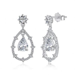 Dylam Top Picked Elegance 925 Sterling <b>Silver</b> Rhodium Plated Waterdrop Shape 5A Cubic Zirconia Dangle <b>Stud</b> Earrings for Women - Product Image 1