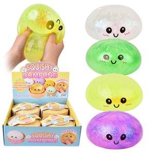 Grand jouet anti-stress Fidget en forme de boulette de riz simulée, avec visage à paillettes et expression, rebond rapide, 15 cm - Product Image 3