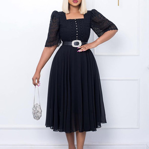Abito da donna in pizzo a manica corta <span class=keywords><strong>abbigliamento</strong></span> donna donna donna Over Size <span class=keywords><strong>Casual</strong></span> Plus Size abito da donna - Product Image 1