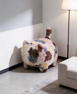 Taburete y Otomana Modernos de Piel Sintética de Conejo, Hechos a Mano, con Fácil Montaje, Decoración para el Hogar, Regalo para Sala de Estar - Product Image 2
