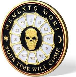 Moneda de Desafío Estocástica Memento Mori Memento Vivere con Recordatorio del Tiempo, Diseño Redondo - Product Image 4