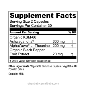 Capsules à base de plantes à marque privée Drunken Eggplant Ashwagandha L-théanine pour le soulagement quotidien du stress, le soutien émotionnel et la performance cognitive - Product Image 4
