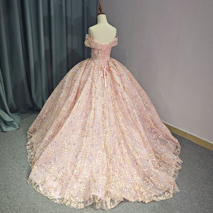 Jancember 9958 Boho Pink Pearls Off the Shoulder Quinceanera Vestidos para 15 niñas - Product Image 5