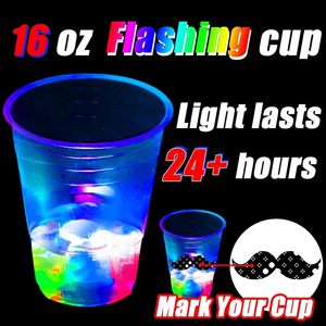 Hot Sale Customizable Logo Glow <b>Party</b> Cups 16 oz Colorful Cup Favors Supplies Neon Flashing Light Cup for Bar Club Night <b>Party</b> - Product Image 2