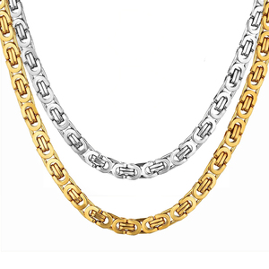 <span class=keywords><strong>Collane</strong></span> Vintage a maglie bizantine da uomo 6/8mm oro colore argento catena in acciaio inox per uomo e donna Punk gioielli regalo - Product Image 1