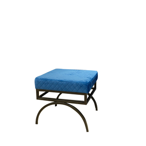 Pochette <span class=keywords><strong>tabouret</strong></span> de pied en velours bleu personnalisé, <span class=keywords><strong>design</strong></span> treillis de forme carrée, <span class=keywords><strong>pouf</strong></span> avec jambes cognitives, 1 pièce - Product Image 3