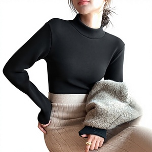 Neues Herbst-Winter-Outfit für Damen mit Halbrollkragen-Oberteil, Slim-Fit-Unterhemd und Plüsch-Warmes Langarmshirt - Product Image 5