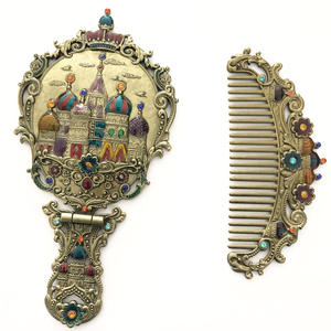 <span class=keywords><strong>Espejo</strong></span> cosmético plegable de Metal Retro europeo, Mini juego de regalo Rectangular portátil de doble cara para mujer, <span class=keywords><strong>espejo</strong></span> de maquillaje - Product Image 6